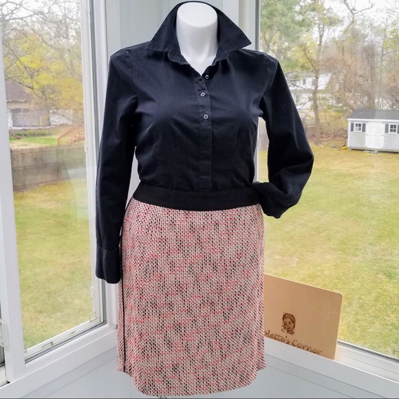 Banana Republic Black Orange Woven Tweed Tuxedo Piping Pencil Skirt - Picture 2 of 7